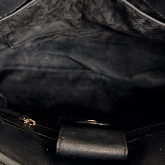 MICHAEL KORS HAMILTON BLACK QUILTED LEATHER GOLD LOCK&KEY SATCHEL BAG - Picture 9 of 10